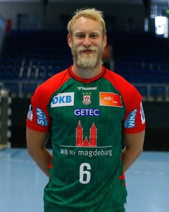 23.08.2021, xgox, Handball LIQUI MOLY HBL, SC Magdeburg Fototermin emspor, v.l. Matthias Musche (Magdeburg, 6) Portrait, Portraet, Einzelbild Magdeburg