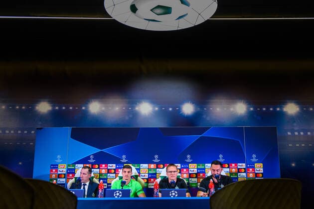 210823 Valdas Dambrauskas, head coach during a press conference, PK, Pressekonferenz with Ludogorets on August 23, 2021 in Razgrad. Photo: Ludvig Thunman BILDBYRAN kod LT LT0192 fotboll football soccer fotball champions league presskonferens press conference ludogorets bbeng Copyright: LUDVIGxTHUNMAN BB210823LT050