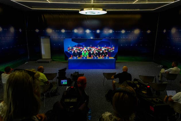 210823 Valdas Dambrauskas, head coach during a press conference, PK, Pressekonferenz with Ludogorets on August 23, 2021 in Razgrad. Photo: Ludvig Thunman BILDBYRAN kod LT LT0192 fotboll football soccer fotball champions league presskonferens press conference ludogorets bbeng Copyright: LUDVIGxTHUNMAN BB210823LT055