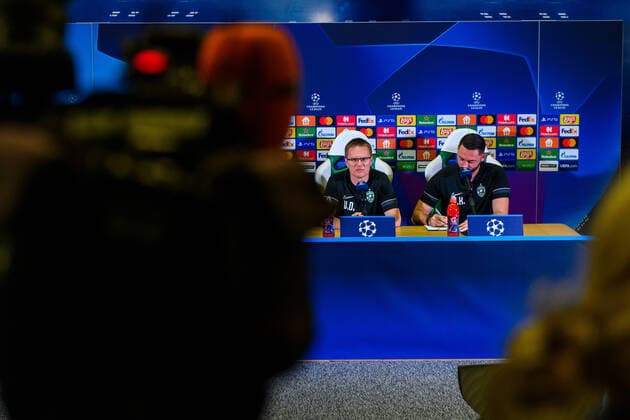 210823 Valdas Dambrauskas, head coach during a press conference, PK, Pressekonferenz with Ludogorets on August 23, 2021 in Razgrad. Photo: Ludvig Thunman BILDBYRAN kod LT LT0192 fotboll football soccer fotball champions league presskonferens press conference ludogorets bbeng Copyright: LUDVIGxTHUNMAN BB210823LT056