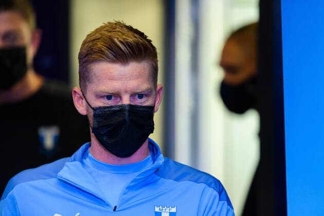 210823 Anders Christiansen during a press conference, PK, Pressekonferenz with Malmö FF ahead of the UEFA Champions League playoff match against Ludogorets on August 23, 2021 in Razgrad. Photo: Ludvig Thunman BILDBYRAN kod LT LT0191 fotboll football soccer fotball champions league träning presskonferens training practice press conference malmö ff bbeng Copyright: LUDVIGxTHUNMAN BB210823LT063