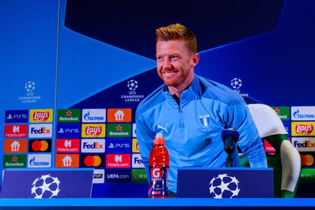 210823 Anders Christiansen during a press conference, PK, Pressekonferenz with Malmö FF ahead of the UEFA Champions League playoff match against Ludogorets on August 23, 2021 in Razgrad. Photo: Ludvig Thunman BILDBYRAN kod LT LT0191 fotboll football soccer fotball champions league träning presskonferens training practice press conference malmö ff bbeng Copyright: LUDVIGxTHUNMAN BB210823LT079