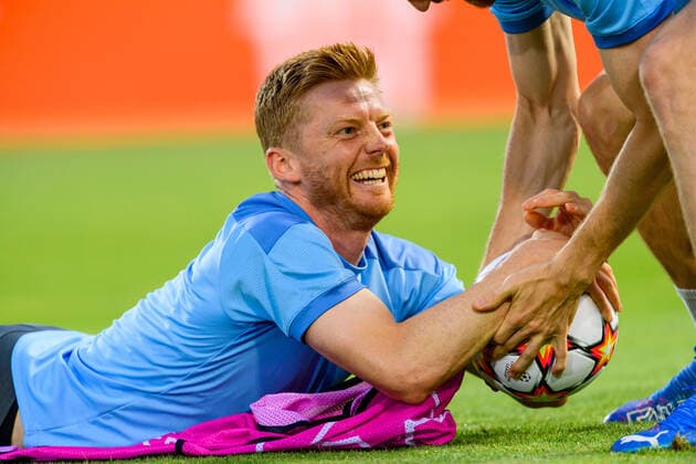 210823 Anders Christiansen during a practice with Malmö FF ahead of the UEFA Champions League playoff match against Ludogorets on August 23, 2021 in Razgrad. Photo: Ludvig Thunman BILDBYRAN kod LT LT0191 fotboll football soccer fotball champions league träning presskonferens training practice press conference, PK, Pressekonferenz malmö ff bbeng arena interiör general view Copyright: LUDVIGxTHUNMAN BB210823LT168