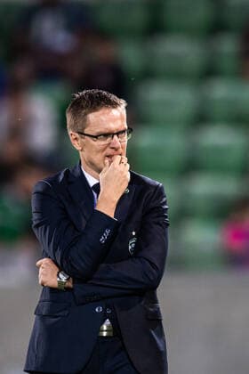 210824 Valdas Dambrauskas, head coach of Ludogorets during the UEFA Champions League playoff match between Ludogorets and Malmö FF on August 24, 2021 in Razgrad. Photo: Ludvig Thunman BILDBYRAN kod LT LT0193 fotboll football soccer fotball champions league playoff ludogorets malmö ff bbeng Copyright: LUDVIGxTHUNMAN BB210824LT116