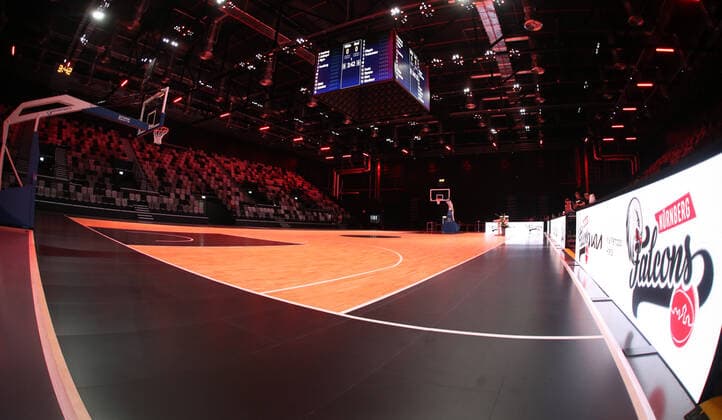 25.08.2021 - Basketball - Nürnberg Falcons Basketball Club NBC - Offizielle Einweihung der Kia Metropol Arena - Sportfoto Zink DaMa - Symbolbild Symbolfoto Feature Impression - Leere Arena Halle - Hallenpanorma Hallenbild Panorama - Kia Metropol Arena