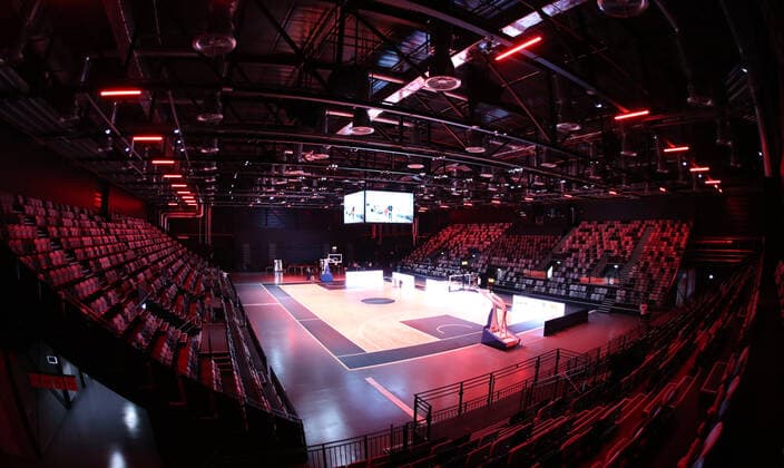 25.08.2021 - Basketball - Nürnberg Falcons Basketball Club NBC - Offizielle Einweihung der Kia Metropol Arena - Sportfoto Zink DaMa - Symbolbild Symbolfoto Feature Impression - Leere Arena Halle - Hallenpanorma Hallenbild Panorama - Kia Metropol Arena