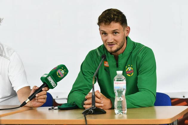 ZAPORIZHZHIA, UKRAINE - AUGUST 25, 2021 - Defender of FC Rapid Austria Maximilian Hofmann is pictured during the press conference, PK, Pressekonferenz ahead of the 2021 2022 UEFA Europa League play-off qualifier 2nd leg game against FC Zorya Luhansk, Zaporizhzhia, southeastern Ukraine Pre-match news conference of FC Rapid before play-off qualifier against FC Zorya  Copyright: xDmytroxSmoliyenkox