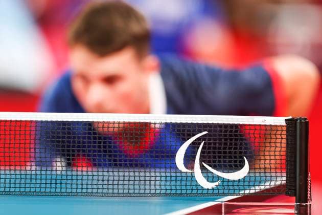 PARALYMPICS - Paralympic Summer Games Tokyo 2020 TOKYO,JAPAN,26.AUG.21 - PARALYMPICS, Table tennis, Tischtennis - Paralympic Summer Games Tokyo 2020. Image shows a feature with the paralympic logo.  GEPAxpictures xPatrickxSteiner