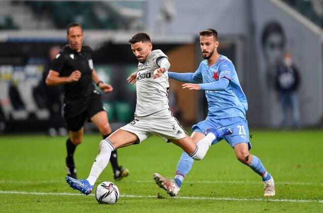 2021.08.26 Warszawa Pilka nozna IV runda eliminacyjna UEFA Liga Europy 2021 2022 Legia Warszawa - SK Slavia Praga N z Filip Mladenovic Jakub Hromada Foto Lukasz Sobala PressFocus 2021.08.26 Warsaw Football UEFA Europa League 2021 2022 Fourth qualifying round Legia Warsaw - SK Slavia Praha Filip Mladenovic Jakub Hromada Credit: Lukasz Sobala PressFocus NEWSPIX.PL --- Newspix.pl  20210826PF_LS115