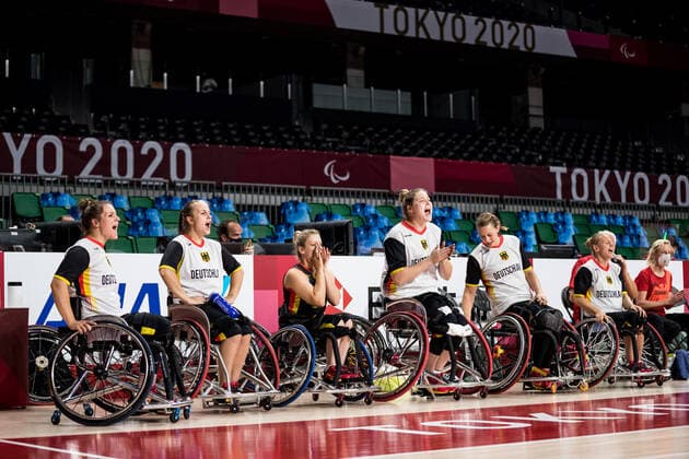Tokyo 2020 Paralympic Games (Rollstuhlbasketball), 27.08.2021 TOKYO, JAPAN 27. August - Rollstuhlbasketball, Grossbritannien gegen Deutschland Damen, an Tag 3 der Tokyo 2020 Paralympic Games am 27.08.2021 im Musashino Forest Plaza in Tokyo Japan. Maya Lindholm ( 11, Deutschland), Lisa Bergenthal ( 10, Deutschland), Catharina Weiss ( 6, Deutschland), Barbara Gross ( 15, Deutschland), Lena Knippelmeyer ( 14, Deutschland), Laura Fuerst ( 9, Deutschland) Copyright: xBEAUTIFULxSPORTS Wunderlx