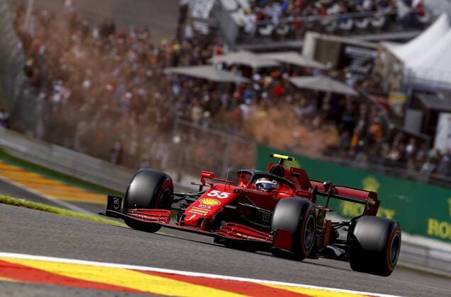 55 SAINZ Carlos (spa), Scuderia Ferrari SF21, action during the Formula 1 Belgium Grand Prix, 12th round of the 2021 FIA Formula One World Championship, WM, Weltmeisterschaft from August 27 to 29, 2021 on the Circuit de Spa-Francorchamps, in Stavelot, near LiÃ‹ge, Belgium - Photo DPPI FORMULE 1 : Grand prix de belgique - 27 08 2021 DPPI PANORAMIC  00121025_F12021GP12BEL_JK156530