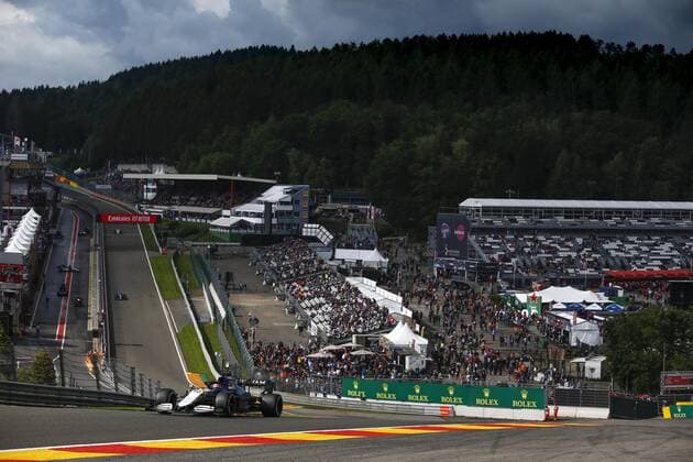 63 RUSSELL George (gbr), Williams Racing F1 FW43B, action during the Formula 1 Belgium Grand Prix, 12th round of the 2021 FIA Formula One World Championship, WM, Weltmeisterschaft from August 27 to 29, 2021 on the Circuit de Spa-Francorchamps, in Stavelot, near LiÃ‹ge, Belgium - Photo DPPI FORMULE 1 : Grand prix de belgique - 27 08 2021 DPPI PANORAMIC  00121025_F12021GP12BEL_JK156946