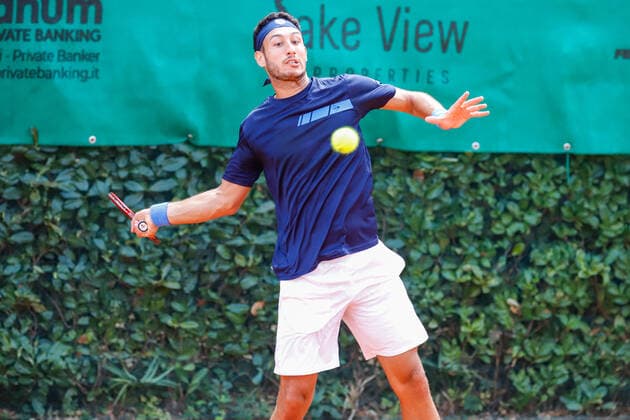 August 27, 2021, Lesa (NO, Italy: Lesa (NO), Italy, Sporting Tennis Lesa, August 27, 2021, Matias Franco Descotte from Argentina during Lesa Cup 2021 - ITF - Tennis Internationals Tennis Internationals - Lesa Cup 2021 - ITF, lesa (no), Italy  - ZUMAl164 20210827_zsa_l164_024 Copyright: xRobertaxCorradinx