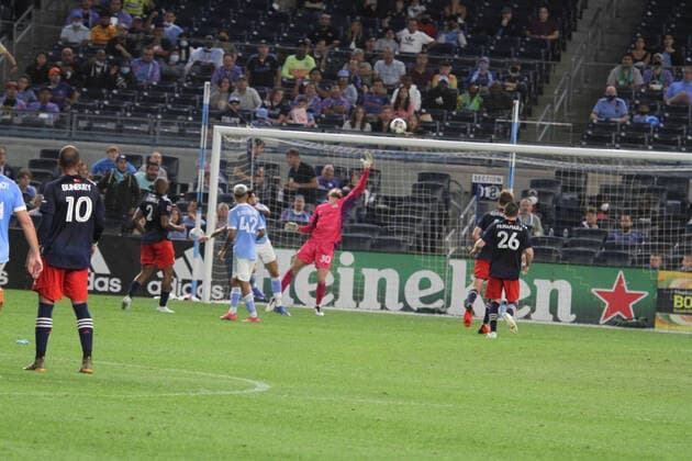 August 28, 2021, Bronx, New York, USA: Valentin Castellanos of NYCFC celebrate his first goal during soccer match between NYCFC and New England during Major League Soccer ( MLS, Fussball Herren, USA at Yankee stadium in Bronx, New York with the presence of fans, mostly vaccinated against COVID-19.  Copyright: xNiyixFotex