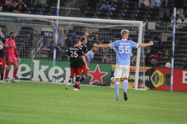 August 28, 2021, Bronx, New York, USA: Valentin Castellanos of NYCFC celebrate his first goal during soccer match between NYCFC and New England during Major League Soccer ( MLS, Fussball Herren, USA at Yankee stadium in Bronx, New York with the presence of fans, mostly vaccinated against COVID-19.  Copyright: xNiyixFotex