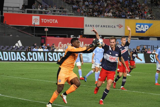 August 28, 2021, Bronx, New York, USA: Soccer match between NYCFC and New England during Major League Soccer ( MLS, Fussball Herren, USA at Yankee stadium in Bronx, New York with the presence of fans, mostly vaccinated against COVID-19.  Copyright: xNiyixFotex