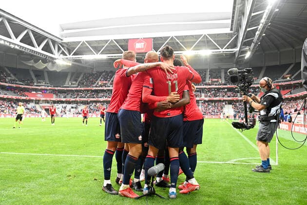 JOIE - FAIR PLAY - EQUIPE DE FOOTBALL DE LILLE LOSC FOOTBALL : Lille vs Montpellier - Ligue 1 Uber Eats - 29 08 2021 FEP Panoramic 