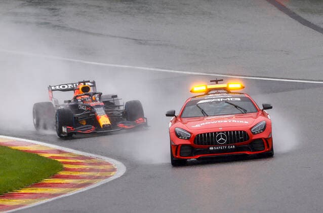 F1 Safety Car, Mercedes-AMG GT R, 33 Max Verstappen (NED, Red Bull Racing), F1 Grand Prix of Belgium at Circuit de Spa-Francorchamps on August 29, 2021 in Spa-Francorchamps, Belgium. (Photo by HOCH ZWEI) Spa-Francorchamps Belgium