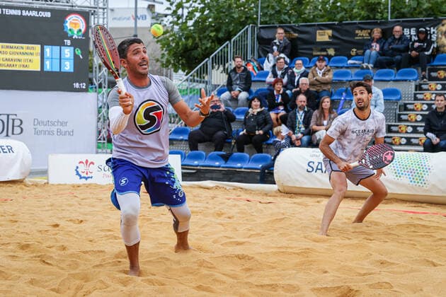 GARAVINI, Marco (ITA) UND IRIGARAY, Theo (FRA), ITF Beach Tennis - World Tour Sand Series - Saarlouis 2021, Saarlouis, Kleiner Markt, 29.08.2021,
