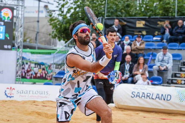 GIOVANNINI, Tommaso (ITA) und BURMAKIN, Nikita (RUS), ITF Beach Tennis - World Tour Sand Series - Saarlouis 2021, Saarlouis, Kleiner Markt, 29.08.2021,