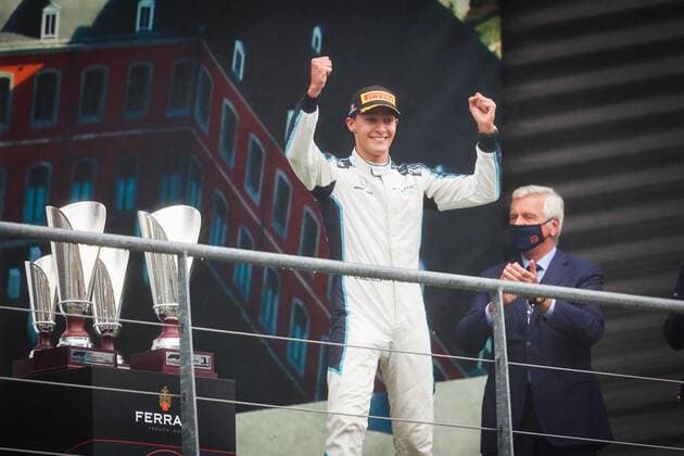podium RUSSELL George (gbr), Williams Racing F1 FW43B, portrait during the Formula 1 Belgium Grand Prix, 12th round of the 2021 FIA Formula One World Championship, WM, Weltmeisterschaft from August 27 to 29, 2021 on the Circuit de Spa-Francorchamps, in Stavelot, near Liege, Belgium - FORMULE 1 : Grand prix de belgique - 29 08 2021 DPPI PANORAMIC  00121026_AV6_4478