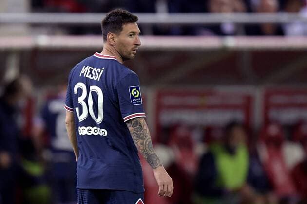 REIMS - Lionel Messi of Paris Saint-Germain during the French L1 football match between Stade de Reims and Paris Saint-Germain at the Stade Auguste Delaune in Reims, France on August 29, 2021. ANP HH French Ligue 1 2021 2022 xVIxANPxSportx xGerritxvanxKeulenxIVx