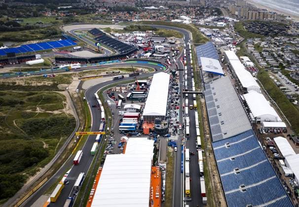 ZANDVOORT - Drone photo of the build-up for Formula 1 at Circuit Zandvoort, where a Formula 1 race will be held for the first time in 36 years. REMKO DE WAAL xVIxANPxSportx xxANPxIVx