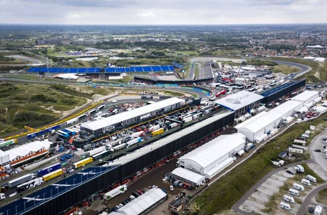 ZANDVOORT - Drone photo of the build-up for Formula 1 at Circuit Zandvoort, where a Formula 1 race will be held for the first time in 36 years. REMKO DE WAAL xVIxANPxSportx xxANPxIVx