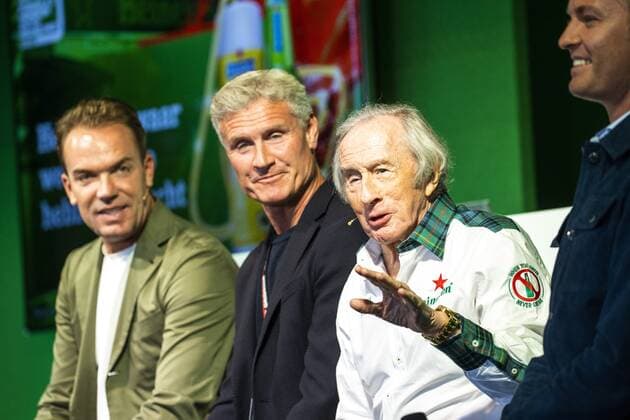 ZANDVOORT - Robert Doornbos, David Coulthard, Sir Jackie Stewart and Nico Rosberg (lr) during the press conference, PK, Pressekonferenz For the first time in 36 years, the Formula 1 race Dutch Grand Prix Zandvoort will be held at Circuit Zandvoort. ANP VINCENT JANNINK xVIxANPxSportx xxANPxIVx