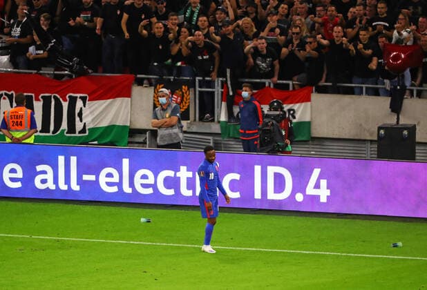 Hungary v England 2022 FIFA World Cup, WM, Weltmeisterschaft, Fussball Qualifiers Raheem Sterling of England is jeered by the Hungary fans during the 2022 FIFA World Cup Qualifiers match at the Ferenc Puskas Stadium, Budapest Content Not Available For UK Newspapers Copyright: xFocusxImagesx FIL-15839-0050