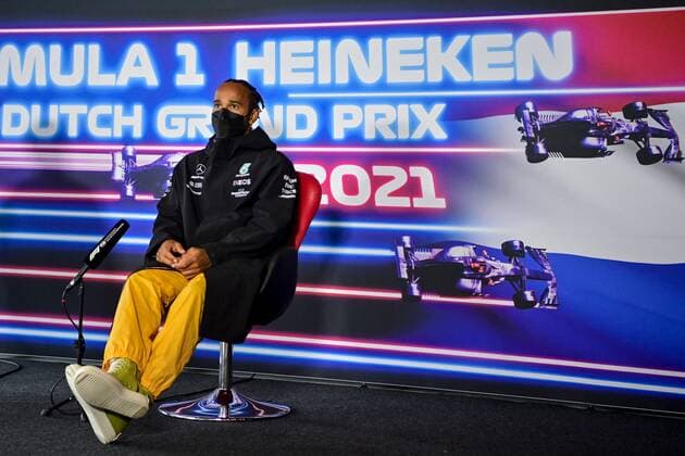F1 Grand Prix of the Netherlands 44 Lewis Hamilton (GBR, Mercedes-AMG Petronas F1 Team), F1 Grand Prix of the Netherlands at Circuit Zandvoort on September 2, 2021 in Zandvoort, Netherlands. (Photo by ANDREJ ISAKOVIC AFP FIA Pool via HOCH ZWEI) Zandvoort Netherlands Poolfoto HOCH ZWEI Pool AFP ,EDITORIAL USE ONLY