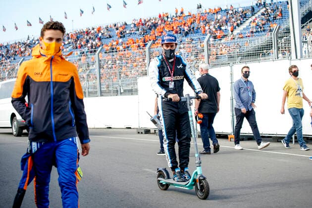 4 Lando Norris (GBR, McLaren F1 Team), 14 Fernando Alonso (ESP, Alpine F1 Team), F1 Grand Prix of the Netherlands at Circuit Zandvoort on September 3, 2021 in Zandvoort, Netherlands. (Photo by HOCH ZWEI) Zandvoort Netherlands