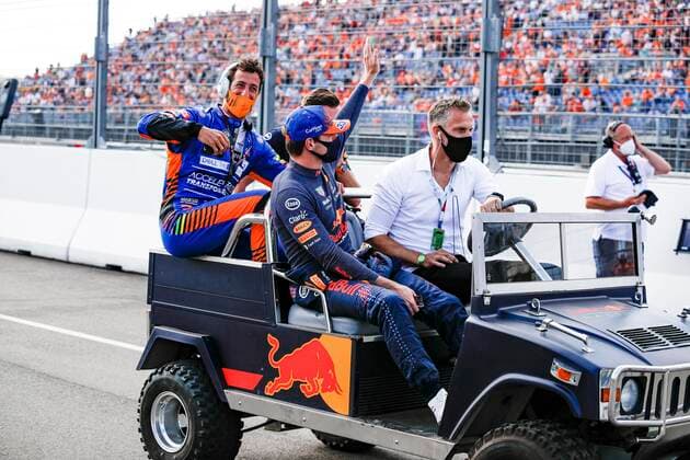 VERSTAPPEN Max (ned), Red Bull Racing Honda RB16B, RICCIARDO Daniel (aus), McLaren MCL35M, portrait during the Formula 1 Heineken Dutch Grand Prix 2021, 13th round of the 2021 FIA Formula One World Championship, WM, Weltmeisterschaft from September 3 to 5, 2021 on the Circuit Zandvoort, in Zandvoort, Netherlands FORMULE 1 : Grand Prix des Pays-Bas - Essais - 03 09 2021 DPPI PANORAMIC