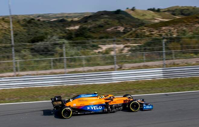 04 NORRIS Lando (gbr), McLaren MCL35M, action during the Formula 1 Heineken Dutch Grand Prix 2021, 13th round of the 2021 FIA Formula One World Championship, WM, Weltmeisterschaft from September 3 to 5, 2021 on the Circuit Zandvoort, in Zandvoort, Netherlands FORMULE 1 : Grand Prix des Pays-Bas - Essais - 03 09 2021 DPPI PANORAMIC 