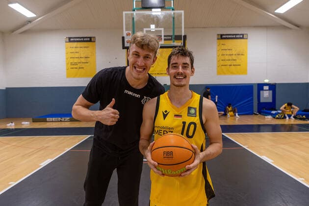 Jekabs Beck (Tigers Tuebingen, 15), Gianni Otto (Tigers Tuebingen, 10)¨¨Tigers Tuebingen vs. PS Karlsruhe Lions, 2. Basketball, Bundesliga, Pro A, Barmer 2 Basketball, Testspiel, Spielzeit 2021 2022, 03.09.2021, ¨¨ Tigers Tuebingen - PS Karlsruhe Lions, 2. Basketball, 2. Bundesliga, Barmer 2 Basketball, Testspiel, Spielzeit 2021 2022, 03.09.2021 Tuebingen