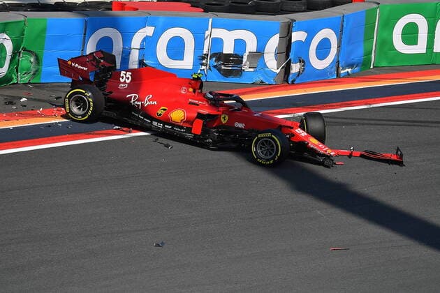 FORMULA 1 HEINEKEN DUTCH GRAND PRIX 2021 04.09.2021, Circuit Park Zandvoort, Zandvoort, FORMULA 1 HEINEKEN DUTCH GRAND PRIX 2021 , im Bild Unfall von Carlos Sainz Jr. (ESP 55), Scuderia Ferrari Mission Winnow