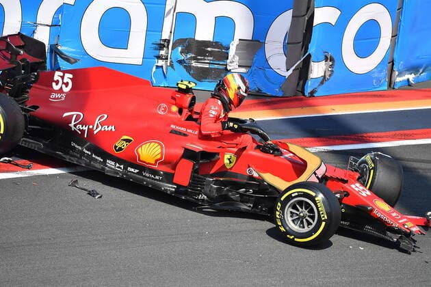 FORMULA 1 HEINEKEN DUTCH GRAND PRIX 2021 04.09.2021, Circuit Park Zandvoort, Zandvoort, FORMULA 1 HEINEKEN DUTCH GRAND PRIX 2021 , im Bild Unfall von Carlos Sainz Jr. (ESP 55), Scuderia Ferrari Mission Winnow