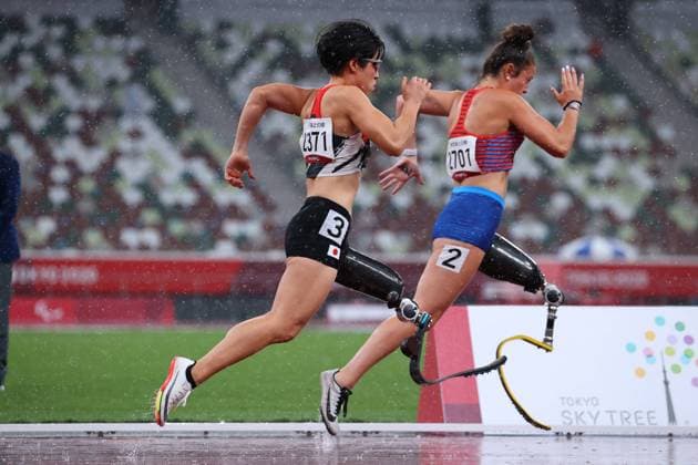 Sport Themen der Woche KW35 Sport Bilder des Tages (L-R) Tomomi Tozawa (JPN), Noelle Lambert (USA), SEPTEMBER 4, 2021 - Athletics : Women s 100m T63 Final during the Tokyo 2020 Paralympic Games at the National Stadium in Tokyo, Japan. Noxthirdxpartyxsales  (168579592)