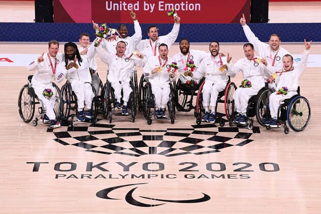 USA team group, Mannschaftsbild, Totale SEPTEMBER 5, 2021 - Wheelchair Basketball : Men s Medal ceremony during the Tokyo 2020 Paralympic Games at the Musashino Forest Plaza in Tokyo, Japan. Noxthirdxpartyxsales  (168641155)