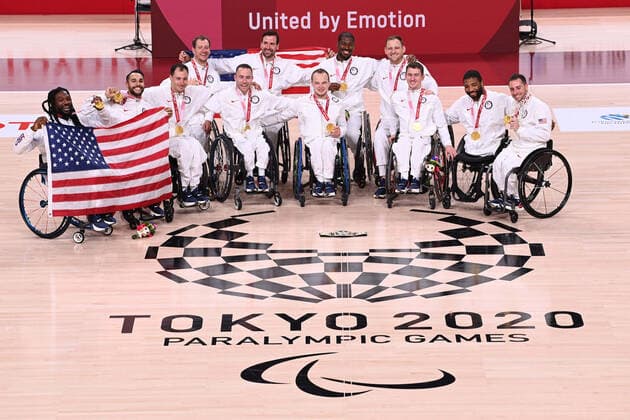 USA team group, Mannschaftsbild, Totale SEPTEMBER 5, 2021 - Wheelchair Basketball : Men s Medal ceremony during the Tokyo 2020 Paralympic Games at the Musashino Forest Plaza in Tokyo, Japan. Noxthirdxpartyxsales  (168641156)
