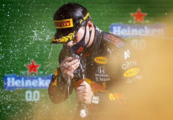 ZANDVOORT - Max Verstappen (Red Bull Racing) celebrates winning the Dutch Grand Prix at the Zandvoort circuit. KOEN VAN WEEL Grand Prix xVIxANPxSportx xxANPxIVx