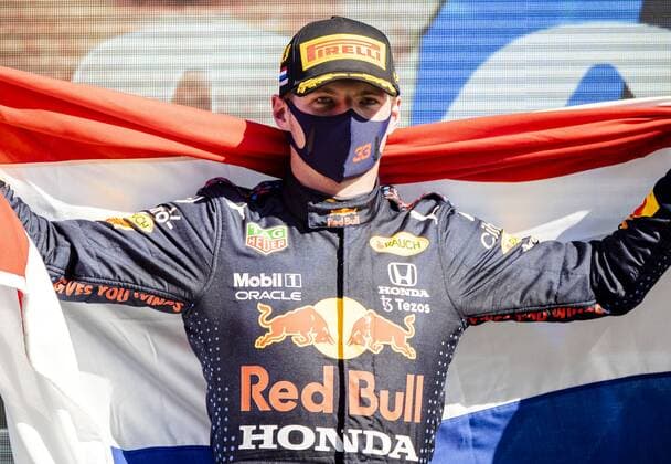 ZANDVOORT - Max Verstappen (Red Bull Racing) celebrates winning the Dutch Grand Prix at the Zandvoort circuit. KOEN VAN WEEL Grand Prix xVIxANPxSportx xxANPxIVx