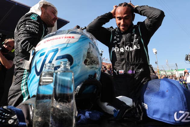 F1 Grand Prix of the Netherlands 77 Valtteri Bottas (FIN, Mercedes-AMG Petronas F1 Team), 44 Lewis Hamilton (GBR, Mercedes-AMG Petronas F1 Team), F1 Grand Prix of the Netherlands at Circuit Zandvoort on September 5, 2021 in Zandvoort, Netherlands. (Photo by xpbimages.com XPB Images FIA Pool via HOCH ZWEI) Zandvoort Netherlands Poolfoto HOCH ZWEI Pool XPB Images ,EDITORIAL USE ONLY