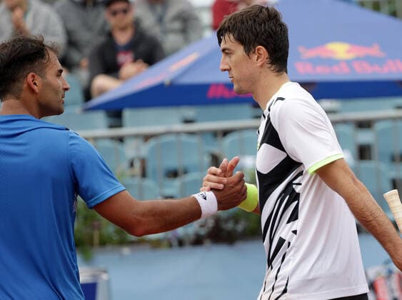 TENNIS - ATP, Tennis Herren NOE Open TULLN,AUSTRIA,07.SEP.21 - TENNIS - ATP Challenger Tour, NOE Open. Image shows Benjamin Hassan (GER) and Sebstian Ofner (AUT).  GEPAxpictures xWalterxLuger
