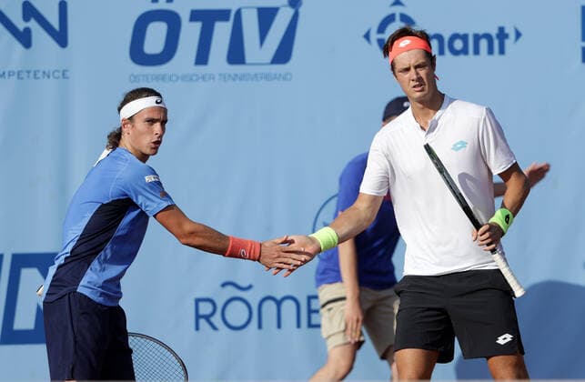 TENNIS - ATP, Tennis Herren NOE Open TULLN,AUSTRIA,07.SEP.21 - TENNIS - ATP Challenger Tour, NOE Open. Image shows Geoffrey Blancaneaux and Maxime Janvier (FRA).  GEPAxpictures xWalterxLuger