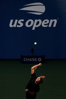 (210909) -- NEW YORK, Sept. 9, 2021 -- Alexander Zverev of Germany serves during the men s singles quarterfinals of the 2021 US Open against Lloyd Harris of South Africa in New York, the United States on Sept. 8, 2021. (Photo by Xinhua) (SP)U.S.-NEW YORK-TENNIS-US OPEN-DAY 10-QUARTERFINAL-MEN S SINGLES MichaelxNagle 