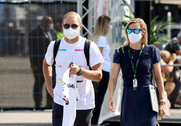 77 Valtteri Bottas (FIN, Mercedes-AMG Petronas F1 Team) and his girlfriend Tiffany Cromwell, F1 Grand Prix of Italy at Autodromo Nazionale Monza on September 9, 2021 in Monza, Italy. (Photo by HOCH ZWEI) Monza Italy