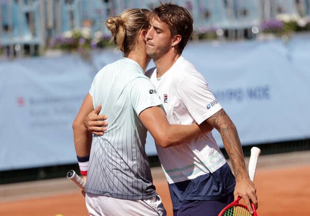 TENNIS - ATP, Tennis Herren NOE Open TULLN,AUSTRIA,10.SEP.21 - TENNIS - ATP Challenger Tour, NOE Open. Image shows the rejoicing of Rafael Matos and Felipe Meligeni Rodrigues Alves (BRA).  GEPAxpictures xWalterxLuger