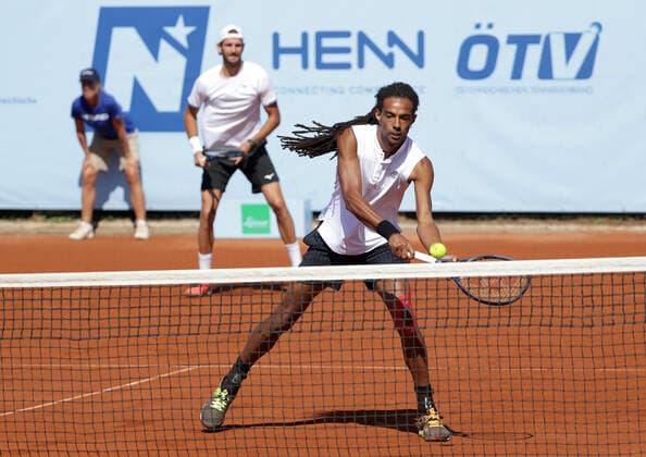 TENNIS - ATP, Tennis Herren NOE Open TULLN,AUSTRIA,10.SEP.21 - TENNIS - ATP Challenger Tour, NOE Open. Image shows Andrea Vavassori (ITA) and Dustin Brown (GER).  GEPAxpictures xWalterxLuger