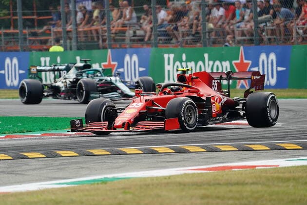 FORMULA 1 HEINEKEN GRAN PREMIO D ITALIA 2021 10.09.2021, Autodromo Nazionale di Monza, Monza, FORMULA 1 HEINEKEN GRAN PREMIO D ITALIA 2021 ,im Bild Carlos Sainz Jr. (ESP 55), Scuderia Ferrari Mission Winnow, Lance Stroll (CAN 18), Aston Martin Cognizant Formula One Team